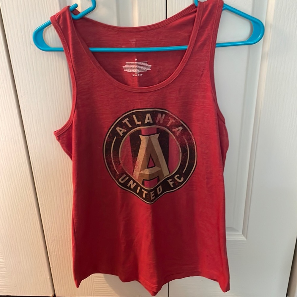 Like NEW Atlanta United FC red distressed logo women’s tank top size medium